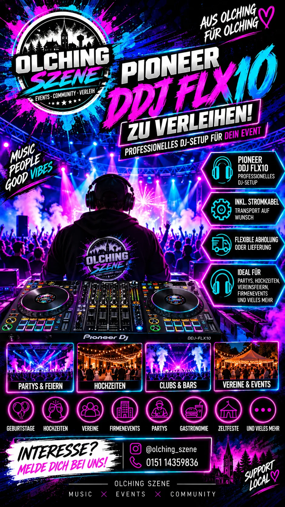 Pioneer DDJ-FLX10 DJ-Controller im Olching Szene Verleih
